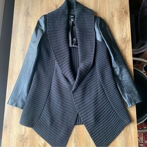 Line Black Leather and Knit Jacket